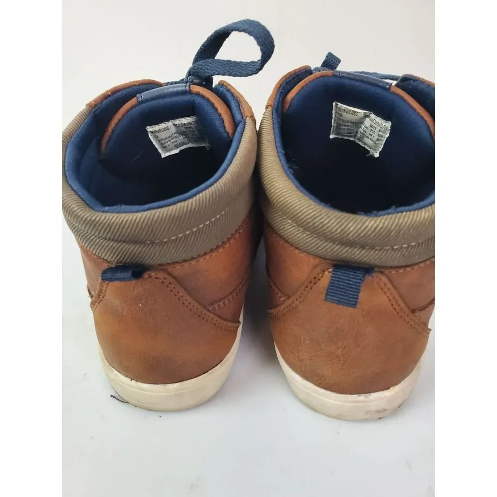 Wonder Nation Boys Brown Faux Leather Boots‎ Size 5 Lace-Up